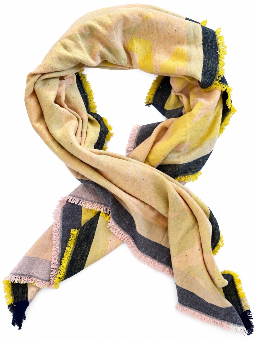 Esprit Oversized Abstract Star Scarf Wrap Fringe 51.5 x 46.5